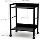 2-Tier Rolling Utility Cart with Rustic Black Shelves and Black Metal Frame, Industrial Mobile Storage Trolley on Wheels for Kitchen, Office, Bathroom, Living Room