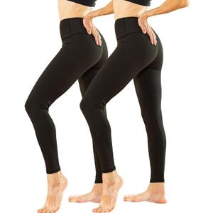 2  Pack Leggings for Women, High Waisted Tummy Control No See-Through Yoga Pants for Workout Running Black/Black/Black, Large -X-Large