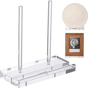 Tabletop Acrylic Display Stand Clear Easel Acrylic Book Display Holder Artwork Storage Rack for Picture Plate Frame Albums Record Magazine Tablet Canvas Board(Clear,5.9 x 3.5 x 5.9 Inch)