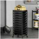 SYKIARIOL Rolling Cart with Drawers, 10 Drawer Rolling Cart, Storage Cart, Utility Cart, Teacher Cart for Classroom Storage, Craft Cart with Wheels and Wooden Tabletop, Black