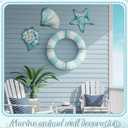 3 Pcs Summer Coastal Wall Decor Beach Wall Art Blue Sea Turtle Surfboard Seahorse Starfish Seashell Conches Crabs Sea Life Decor for Bathroom Bedroom Home (Shells, Conch, Starfish)