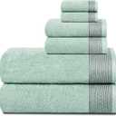 Belizzi Home 100% Cotton Ultra Soft 6 Pack Towel Set, Contains 2 Bath Towels 28x55 inchs, 2 Hand Towels 16x24 inchs & 2 Washcloths 12x12 inchs, Compact Lightweight & Highly Absorbant - Sea Green