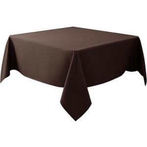 Biscaynebay Textured Fabric Square Tablecloth 90x90 Inch, Brown Water Resistant Card Table Cloth Folding Table Cover for Dining, Kitchen, Wedding and Parties etc. Machine Washable