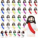 Draupnir 30 Pcs Little Jesus Figures, Mini Rubber Jesus Figures Bulk 6 Colors Tiny Small Jesu Figure to Hide and Seek Religious Party Favors Sunday School for Easter Egg Stuffers, 06003 (Multicolor)