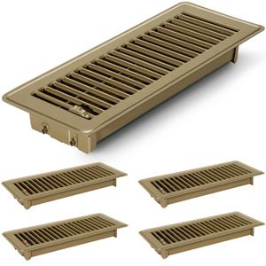 Floor Vents Floor Registers 4x12 inch, Heavy Duty Metal Heat Air Vent Covers 4 X 12 with Rust Proof Finish for Home Office Wall Floor Registers Grilles & Vents (4, Brown, 4x12 Inches)