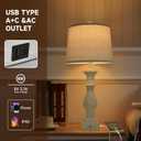 Table Lamps Set of 2 Vintage Night Stand Light Touch Dimmable Desk Lamp Farmhouse Resin Lamp (White)