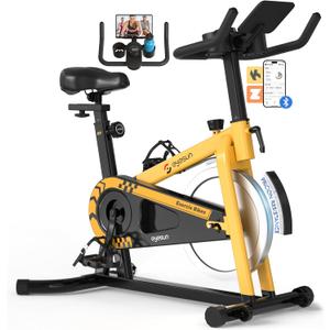 Exercise Bikes for Home,Spin Bike with Adjustable Magnetic,Brake Pad Resistance Silent Belt Drive,350lbs/300lbs Weight Capacity &Upgraded Version Seat for Home Cardio&Weight Loss(QM-530W) (Black)