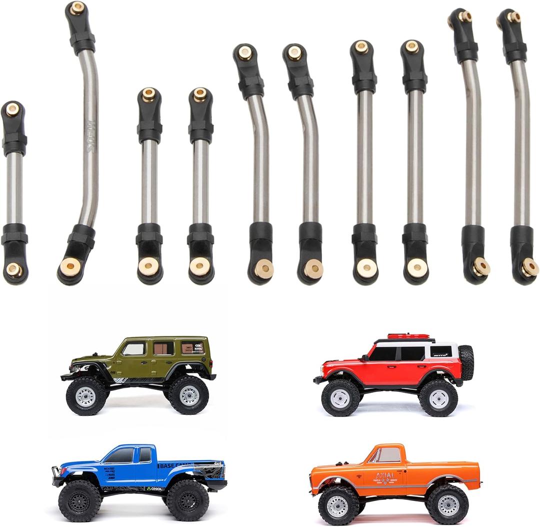 MEUS Racing SCX24 Links Titanium High Clearance Chassis Links & Steering Links Set for Axial SCX24 C10 Bronco Wrangler 1/24 RC Crawler(Titanium Alloy)