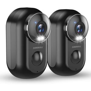 ZUMIMALL Security Cameras Wireless Outdoor, 2 Packs, 2K Cameras for Home Security, Outdoor/Indoor Camera Battery Powered, 2.4G WiFi, Magnetic Mount,3MP Color Night Vision/Siren/PIR/AI/Cloud/Alexa