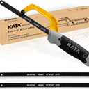 KATA Hacksaw, Compact Hand Operating Hack Saw with 10 Inch Aluminum Frame and 2 Piece Extra Flexible Bi-Metal HSS Blades, Suitable for Wood and Metal (Mini Hacksaw) (Small)