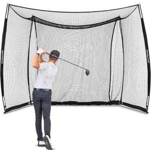 GoSports Range Cage 10 ft x 8 ft Golf Net Cage Indoor & Outdoor Golf Practice Net for Full Swing Training and Home Golf Simulator Setups