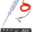 Test Light Automotive,Circuit Tester 6V-12V-24V,Heavy Duty Light Tester and Bidirectional Voltage Tester, for Continuity Voltage, for Sedan, SUV, RV, Truck (Red,Round Shape-LED Bulb,4 Pack
