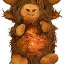 Generic New Soothing Snuggle Cute Highland Cow Stuffed Animal, Soothing Breathing Highland Cow Stuffed Animal, Sleeping Cow Plush Toy with Realistic Breathing Action and Lighted Music (A)