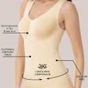 ATTLADY Compression Tank Tops for Women, High Shaping Scoop & V-Neck Cami, Shapewear Tummy Control Camisole (L)