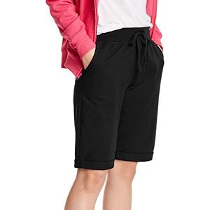 Hanes Women's Shorts, French Terry Bermuda Pocket Shorts, Jersey Knit Fleece Shorts, Women's Bermuda Shorts, 11" S, Black