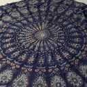 Fitted Vinyl Round Tablecloth for 36-44" Table Boho Waterproof Reusable Summer Fall Tableclothes Campers Inside Outdoors Supplies Dining Room Kitchen Needs White Elephant Gifts 