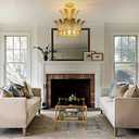 TOCHIC Modern Flush Mount Ceiling Light, 5 Lights Gold Leaf Chandelier