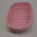 Woven Baskets Wicker Fruit Baskets Christmas Storage Nursery basket with Handles for Organizing Party Candy Basket Food Serving Tray Bread Basket for Home Kitchen Pink