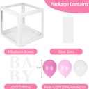 Baby Boxes with 4 Letters,40 Pink Balloon for Baby Shower Decorates,4 pcs clear Balloon Boxes BABY Blocks for Girls Birthday Party Decoration, Pink