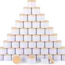 BOTINXIS 48 Pcs 4oz Matte White Candle Tins - Bulk Empty Candle Jars with Wood Grain Lids, Candle Making Kit for Adults