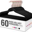 House Day Velvet Kids Hangers 60 Pack, Premium Children Hangers for Closet, Ultra Thin Cute Non Slip Kid Felt Clothes Hanger 14 Inch, Small Hanger for Toddler Clothes, Black