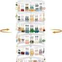 MODOWEY 6 Tier Rotating Earring Holder Organizer, Adjustable Metal and Plastic Stand Tree with 342 Grooves for Stud Hoop Pierced Dangle Display, Decluttered, Space-Saving Storage Rack for Women, White