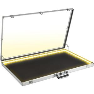 DuvinDD Card Display Case with LED Light for Trading Card, 34 x 22 inch Aluminum Large Portable Card Show Display Case, Lockable Trade Show Display Cases for Pokemon Cards, Coin, Collectibles, Silver