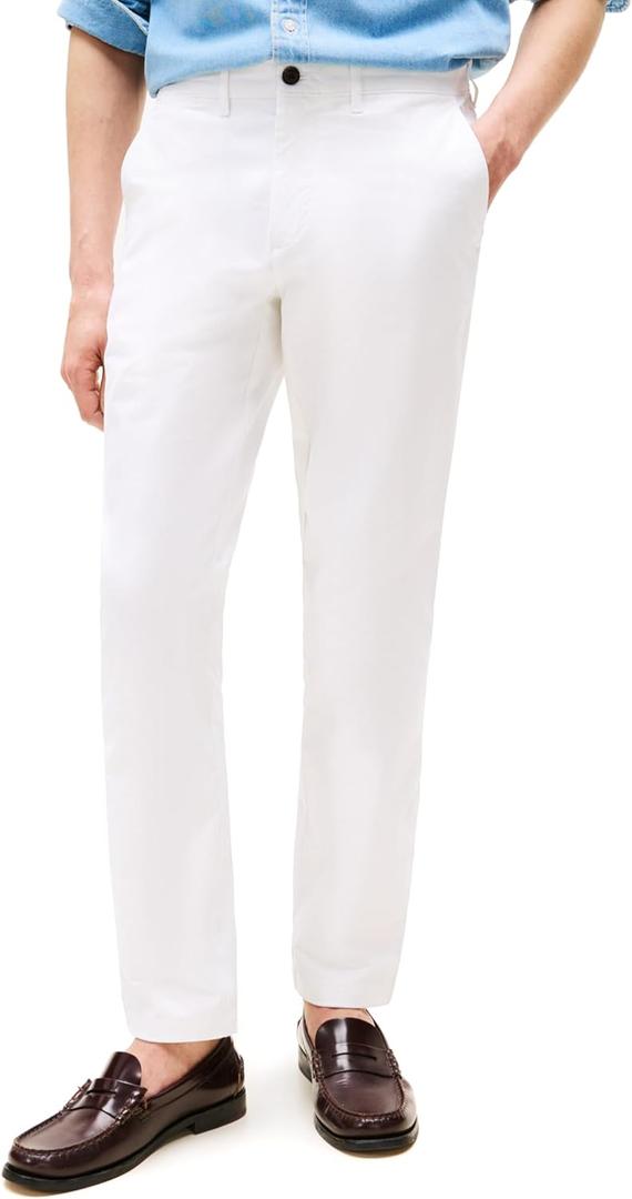 Tommy Hilfiger Men's Stretch Cotton Chino Pants in Slim Fit (36W x 30L, Th Optic White)