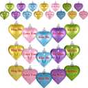 Geosar 30 Pack Conversation Heart Ornaments Valentines Day Decorations, Glitter Matte Heart Shaped Hanging Baubles for Christmas Tree Wedding Home Decor (Gold,Blue,Pink,Green,Purple)