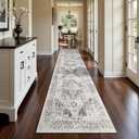 3x14 Washable Hallway Runner Rug - Non Slip Kitchen Runner Rugs with Rubber Backing Vintage Low-Pile Carpet Runners for Entryway Dining Room Laundry Room Home Decor (Distessed Grey)