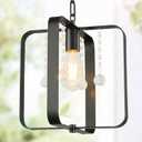 Farmhouse Crystal Chandelier,12 Inch Modern Geometric Rustic Vintage Hanging Pendant Ceiling Light Fixture for Dining Room Bedroom Kitchen Island Hallway Foyer Entryway