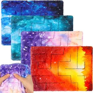 4 Pcs Marble Maze Mat Sensory Fidget Stress Relief Toys Calming Sensory Mat Anxiety Relief Fabric Toys for Teens School Home Reduce Stress(Starry Sky,8.66 x 6.3 in)