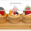 1 Pack Rectangle Cake Stand with Lid Bamboo Cake Plate Holder Cookie Dessert Tray with Lid Pastry Display for Kitchen Baking Gifts, Large Rectangle Tray Platter and Acrylic Cover, 15 x 6.5''