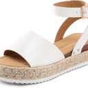 DREAM PAIRS Women's Platform Espadrilles Casual Ankle Strap Wedge Sandals Comfortable Dressy Summer Shoes (White) Size: 7.5