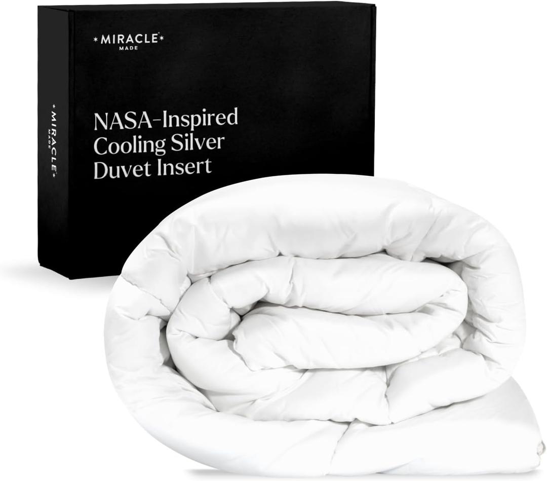 Miracle Made All-Season Duvet Insert Comforter – Silver-Treated Breathable Cotton Fabric, Pet Hair Resistant, Cool-to-The-Touch Bedding – its King/CaliKing Bed Cover, White