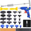 Dent Puller - 37pcs Paintless Dent Repair Kit, Car Dent Remover with T-bar Slide Hammer Dent Puller for Car Dent Repair and Metal Surface Dent Removal (black-1)