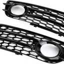Topteng Honeycomb Style Fog Light Grill Bumper for Audi A4 S-LINE (8K2, B8) 2008 2009 2010 2011 2012 Sport Version, for Audi S4 08-12 Sport Version
