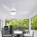 BZX Waterproof Outdoor Ceiling-Fan with Light - 42" Modern Ceiling Fans with 3 Colors LED Light, App & Remote Control, Quiet DC Motor, for Patios Gazebo, White
