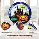Stained Glass Window Hanging-7.8in Halloween suncatcher for Window Doors Home Decoration,Christmas Thanksgiving Gift for Women, Men, and Mom