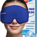 Cooling Gel Eye Mask Sleep: FSA -HSA Eligible, Cold Compress for Puffy Eyes & Migraine Relief - Reusable Gel Sleeping Mask for Dark Circles & After Surgery, Flexible Ice Pack for Eyes, Face (Blue)