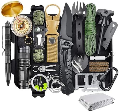 LAUFARY Survival Kits 30 in 1, Christmas Birth Day Gift for Men Women Adventure Lovers, Survival Gear and Equipment, Camping Accessories, Cool Gadgets, Camping, Fishing, Hunting, Adventure.