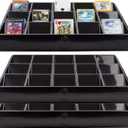 Toy Vault Trading Card Sorting Trays and Dealer Trays (3-Pack, 15-Slot); Large Black Card Tray Organizer for CCG Games and Board Games