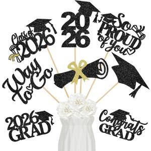 5 x 24Pcs Black 2026 Graduation Table Centerpieces Sticks, 2026 Graduation Party Centerpieces for Tables 2026 Black 2026 Graduation Table Centerpieces Decorations