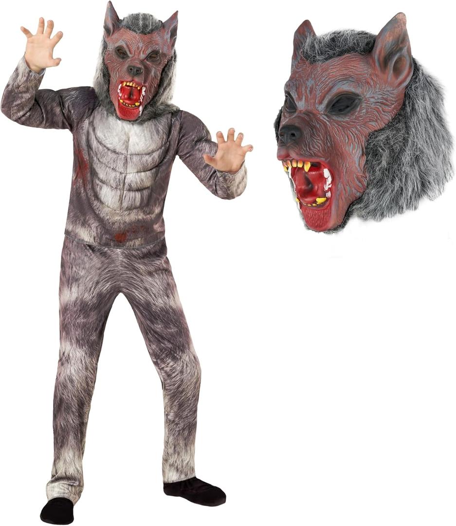 Morph Werewolf Costume Kids Wolf Costume Kids Werewolf Costume Big Bad Wolf Costume Kids Halloween Costumes For Boys Wolf (Large)