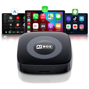 Wireless Carplay Adapter with Net/Flix/YouTube Ai Box for iPhone & Android Auto Supports TF Card Plug & Play Car Play Video Entertainment Box Fits for OEM Wired CarPlay Cars