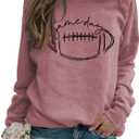 Womens Game Day Sweatshirt Football Graphic Print Pullover Long Sleeve Crewneck Casual Tops (X-Large, Style23)