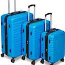 Amazon Basics 3-Piece Set (21", 26", 30"), Hardshell Suitcases With Wheels, Expandable For Up to 25% More Space, With Scratch-Resistant Surface, Four Multi-directional Wheels, Light Blue