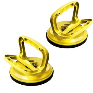 Glass Suction Cup Heavy Duty Aluminum Vacuum Plate Puller Handle Holder Hooks Duty Galss Lifting/Tile Suction Cup Lifter/Moving Glass/Pad for Lifting (Yellow, 2Pack) (Yelow)