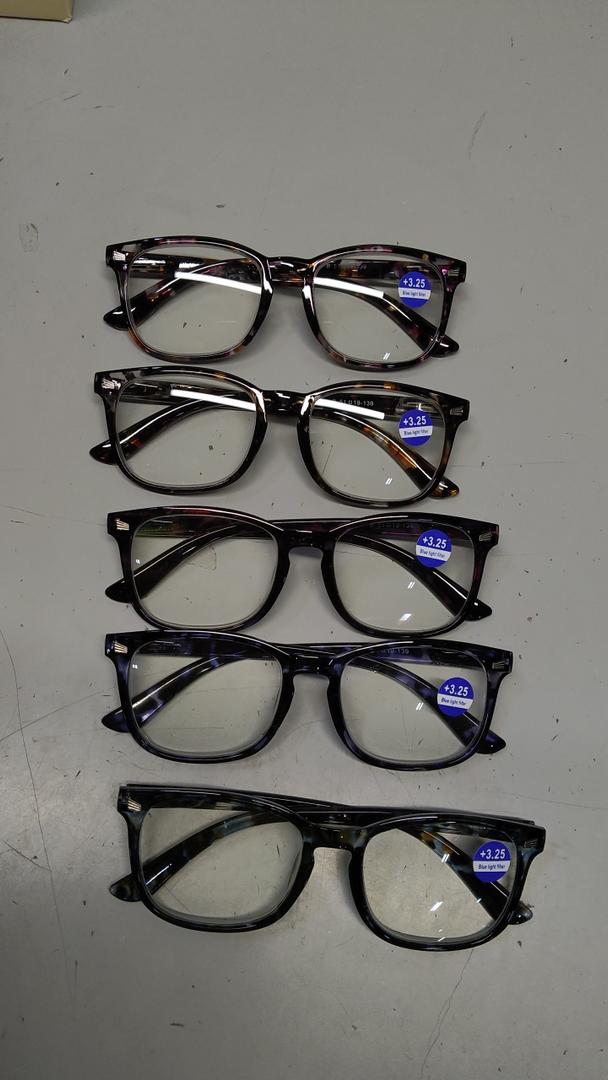 5 Pack Reading Glasses Blue Light Blocking for Women,Computer Readers with Spring Hinge, +3.25