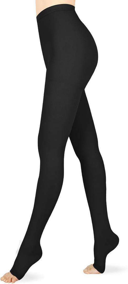 Compression Pantyhose for Women & Men, Medical Graduated Compression Stockings, Compression Tights (Medium, Black/Open Toe/20-30 mmHg)